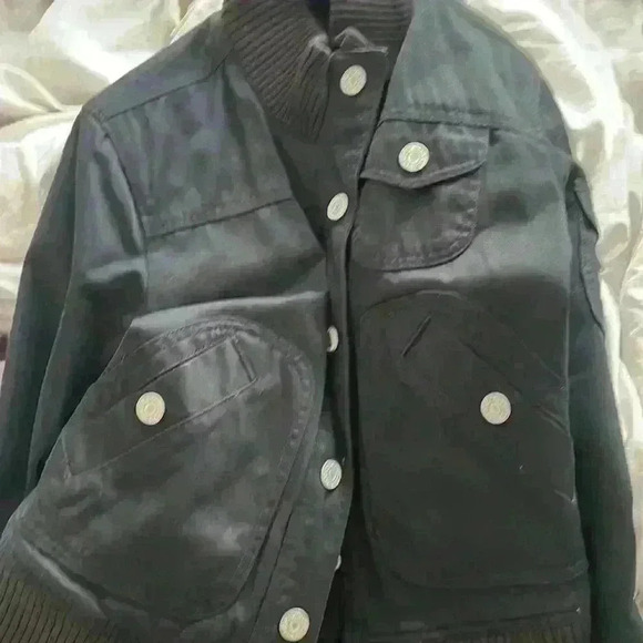 GAP- Black Bomber Denim Jacket Sz XS - Picture 8 of 8